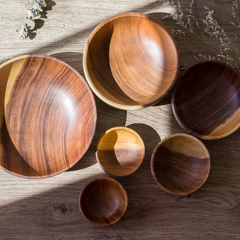 

Log Wood Tableware Bowl for Used for Salad Fruit Dining Tableware Is An Environmentally Friendly Kitchen Accessories