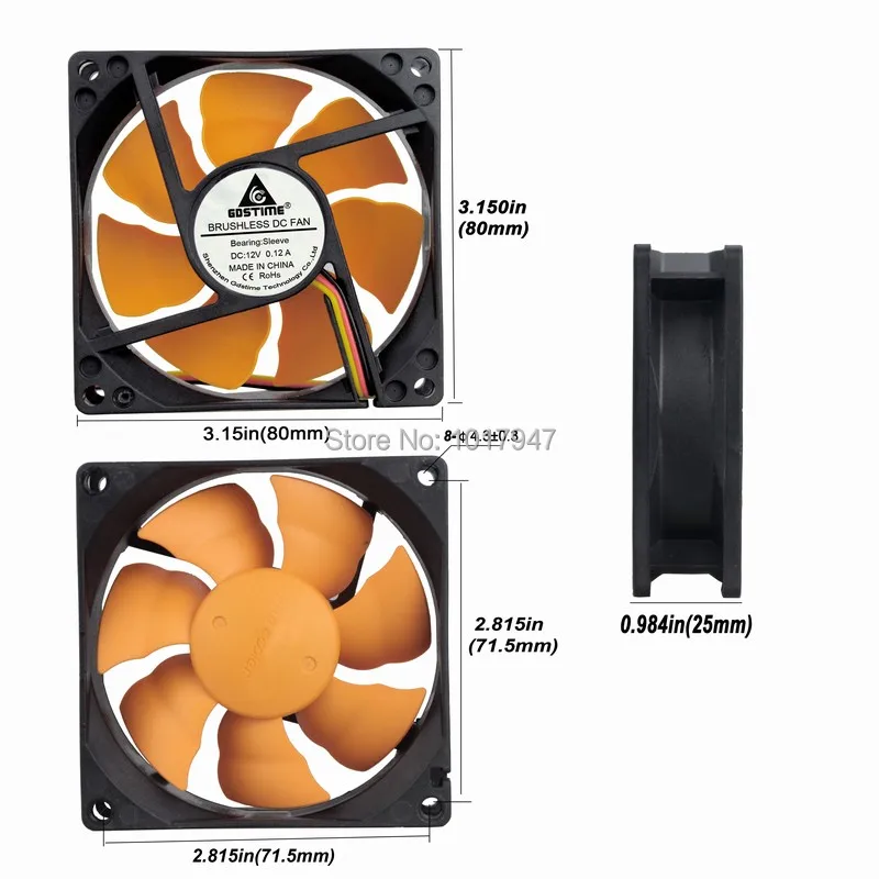 2Pieces lot PC Computer Case Cooling Fan Cooler 3Pin 4Pin Silent Low noise 80mm 80x80x25mm