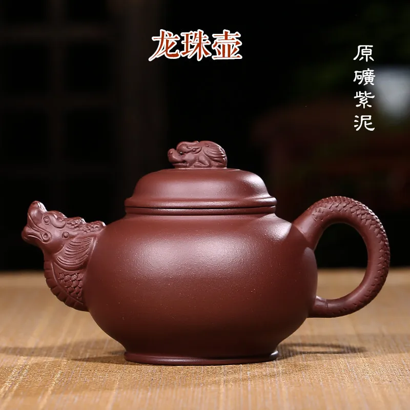 

Dark-red Enameled Pottery Teapot Raw Ore Purple Clay Dragon Ball Pot Full Manual Good Work Good Purple Sand Teapot Tea Set