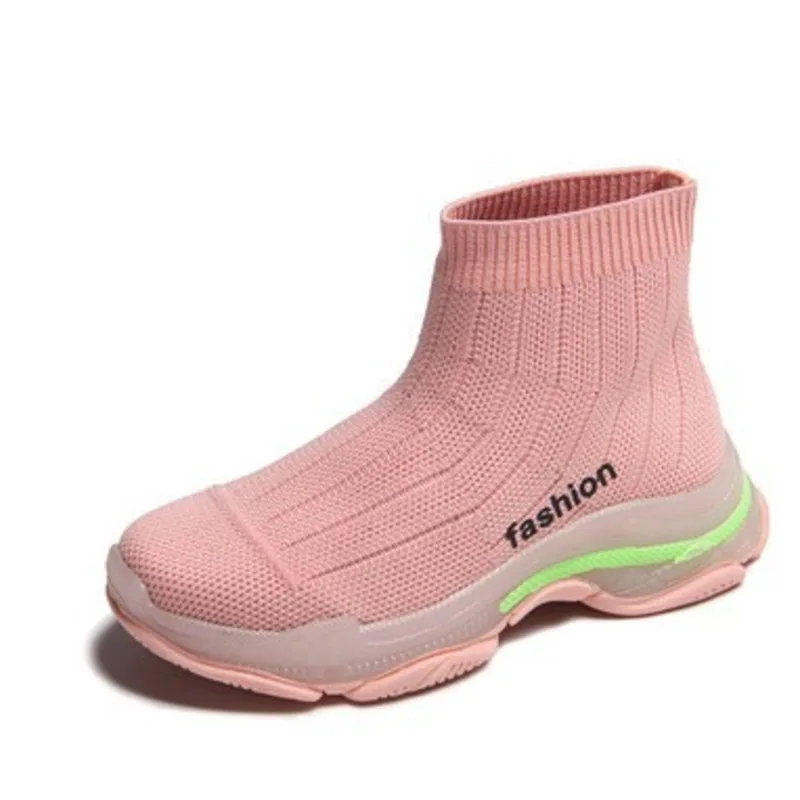 

Socks Shoe 2019 Spring And Autumn Girl Brand High Top Sneaker Baby Casual Trainer Children Fashion Sport Shoe Boy Black