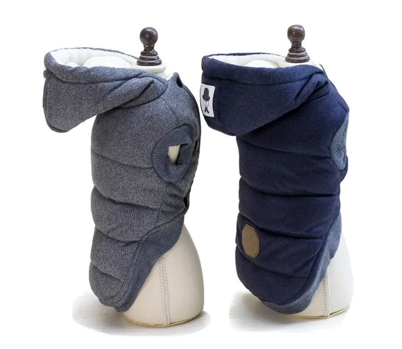 

Gray Blue Colors S-xxl Sizes Two Legs Warm Pet Dog Clothes With Hat Embroidered Dogs Coat Jackets Winter Dog Clothes