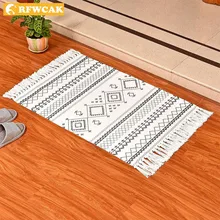 RFWCAK, 60x130 см, нордический хлопковый тканый ковер с кисточками, ковер для спальни, покрывало, коврик, простой современный стол, Ruuners, кухонный коврик, домашний декор