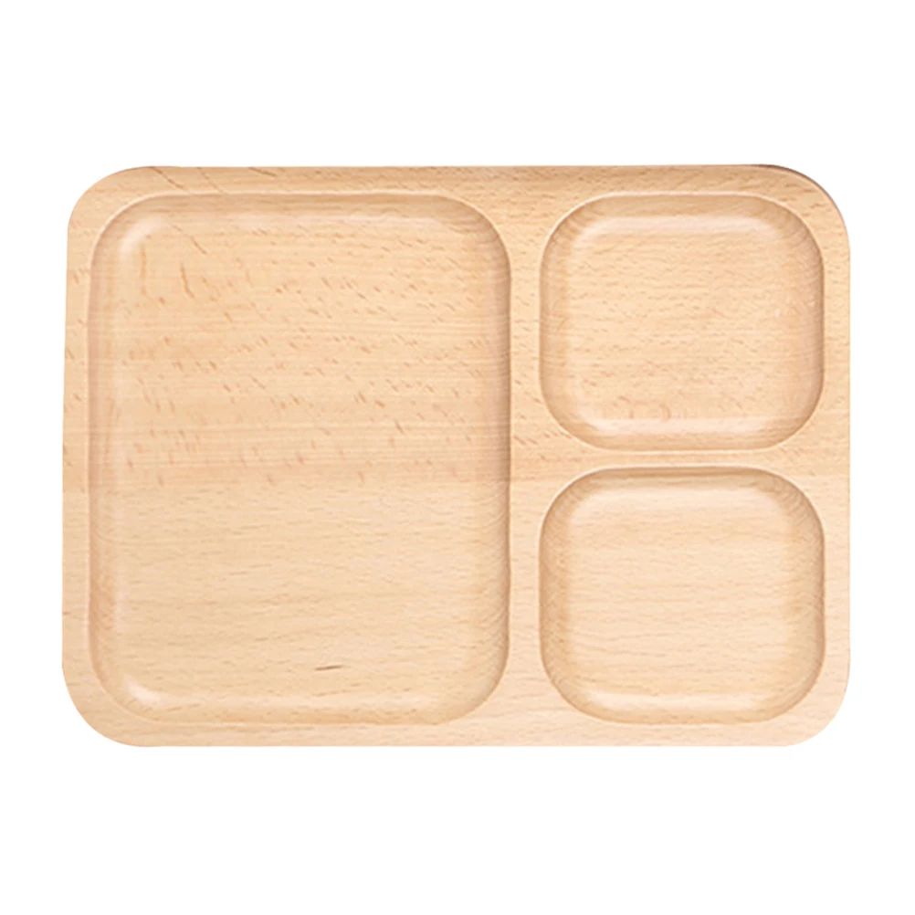 1pc Serving Tray Dessert Dining Wooden Tray with Compartments for Hotel