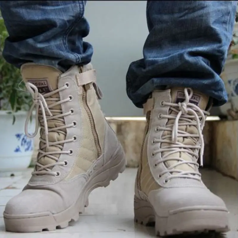 

NIS Men Desert Tactical Boots High Top Lace Up Military Combat Boots Men Shoes Army Camouflage Shoes Autumn Winter Booties New