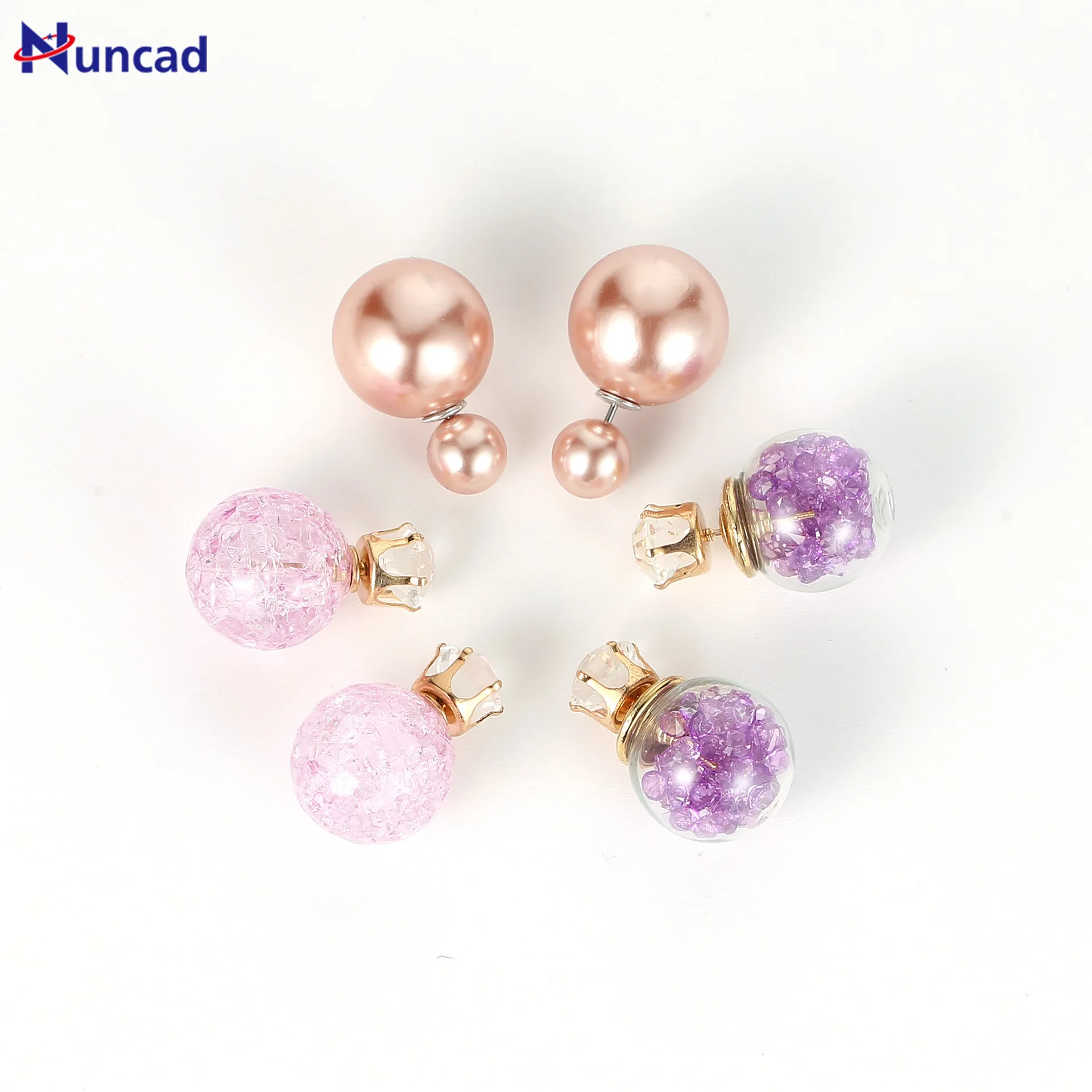 

3pcs/set Earrings Temperament Female Double-sided Pearl Earrings Simple Stars Rhinestones Crystal Stud Earrings Set For Women