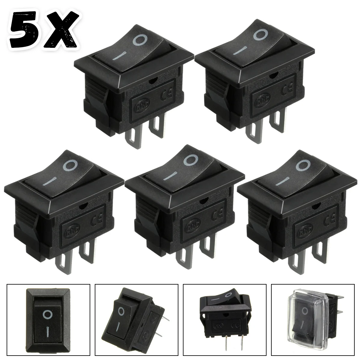 Водонепроницаемый прямоугольный рокер вкл./выкл. 5 шт.|car switch|12v car switches12v boat switch |