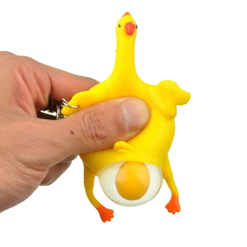 

Crowded Stress Ball Kids Toys Squeeze Chicken Egg Laying Hens Toy Funny Gadgets 1Pcs Halloween Accessories Key-chain Cute