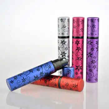 

500pcs 8ML Mini Portable Flower Printing Aluminum Refillable Perfume Spray Bottle With Atomizer & Empty Parfum Container new