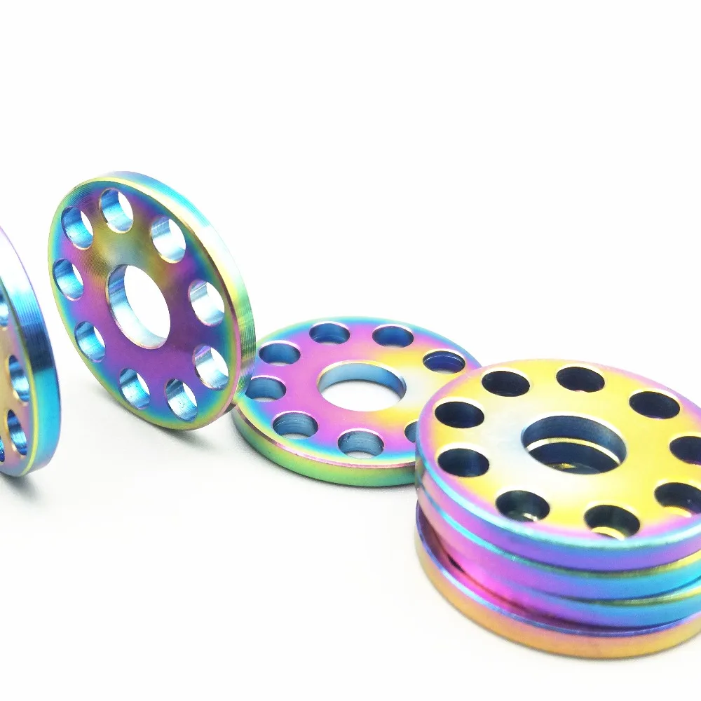 

Ti Gasket for Motorcycle 9-Hole Titanium Washer M6 M8 M10 Gold Burned Blue Color for Motor Bike Ti fastener pack of 6 pieces