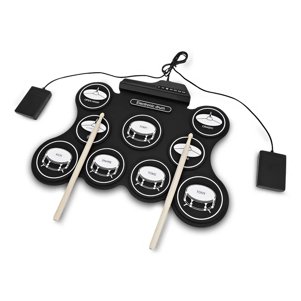 

AEOFUN G4009 Electronic Roll Up Drum Kit 10 Levels Volume Control Silicone Toy Musical Instrument With 5 Timbres and 8 Demo Song
