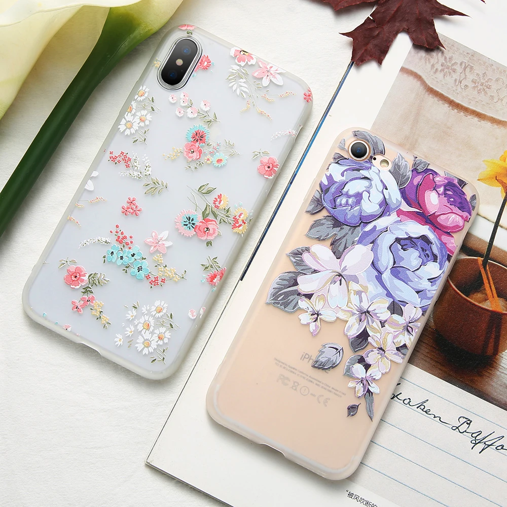KISSCASE Soft Case For Xiaomi Mi 9 8 SE Pro Lite A1 A2 Pocophone F1 Cases For Xiaomi Mi Mix Max 3 2 2S TPU Relief Flower Cover