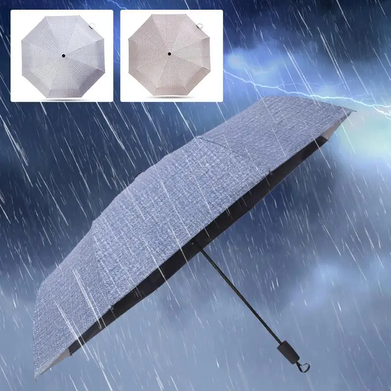 

8 Bone Japanese Cowboy Umbrella UV Protection Sunshade 30% Sun Umbrella Folding Black Plastic Simple Fiber Tri-fold Umbrella