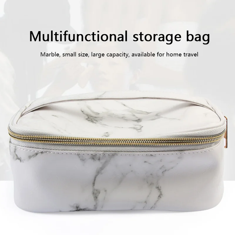 نمط جديد الأزياء الرخام متعددة الوظائف التجميل حقيبة أدوات الزينة مقلمة فرش الحقيبة للسفر محفظة مربع السفر ماكياج