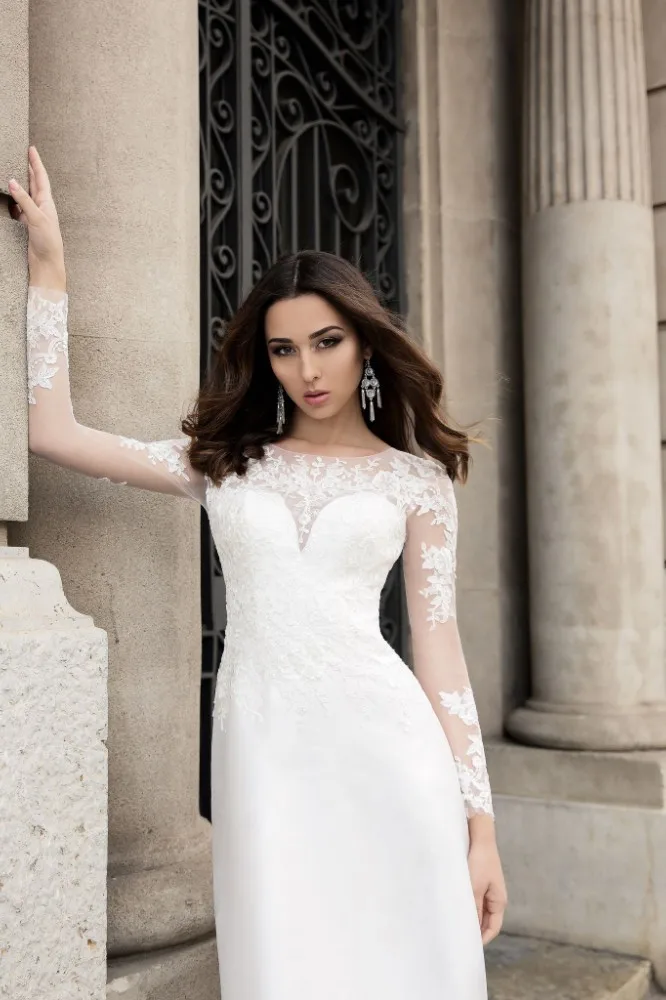 Vivian's Bridal 2018 иллюзия свадебное платье русалки элегантное кружевное с