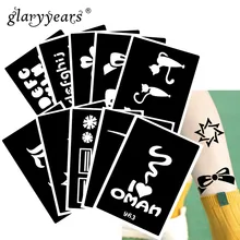 10 шт./компл. для нанесения хны и тату трафарет, с рисунками кошек, рисование пастой леди боди-арт тату трафарет пикантный товар Водонепроницаемый HN#24