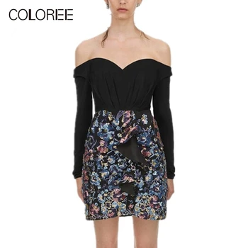 

2019 Spring Self Portrait Dress Long sleeve Sequin Embroidery Bandage Pencil Dress Womens Sexy Strapless Party dress vestidos