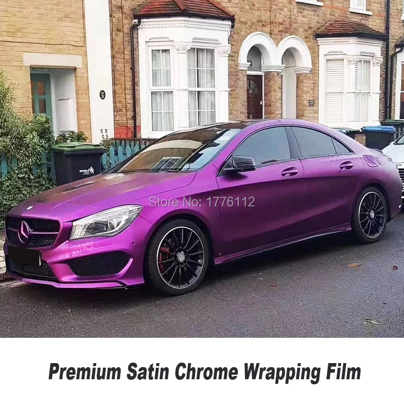 

Purple SATIN CHROME self adhesive vinyl sticker with Bubble Free For car wrap covering size 1.52x20m roll