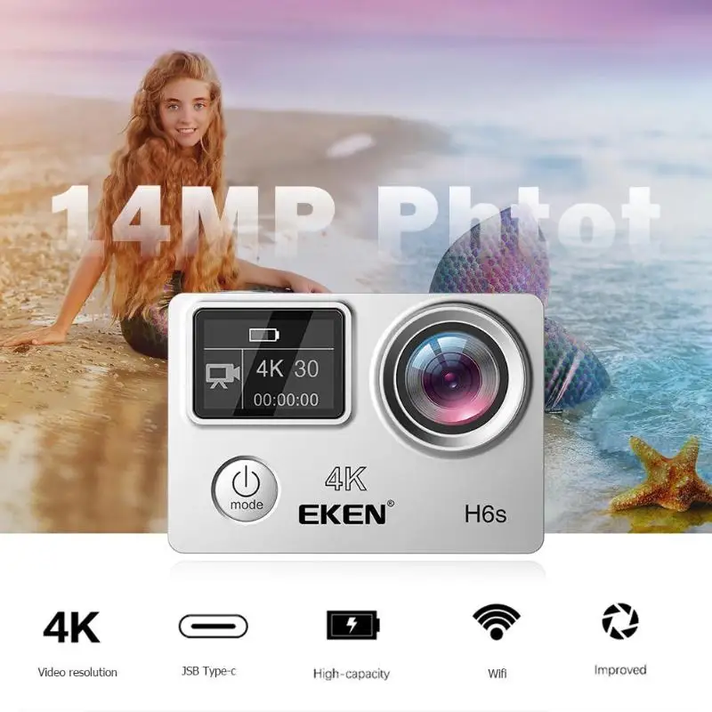 

EKEN H6S Ultra HD 4K Video Action Cam EIS Image Stabilization Ambarella A12 Chip WiFi Waterproof 14MP Mini Sport Camera