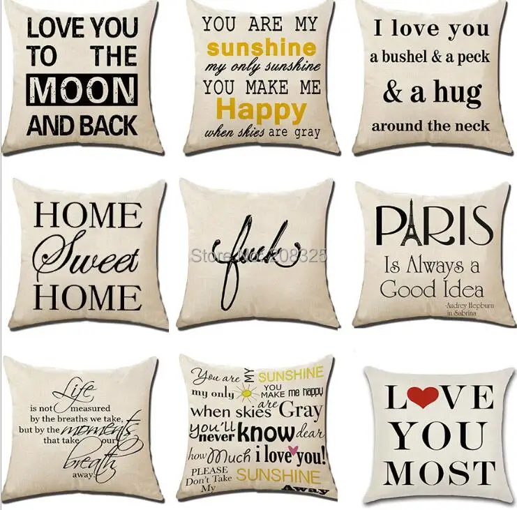 

ZENGIA Paris Letter Cushion Cover 45*45cm Cotton Linen Nordic Style Decorative Pillow Case Home Decor Sofa Pillow Cover almofada