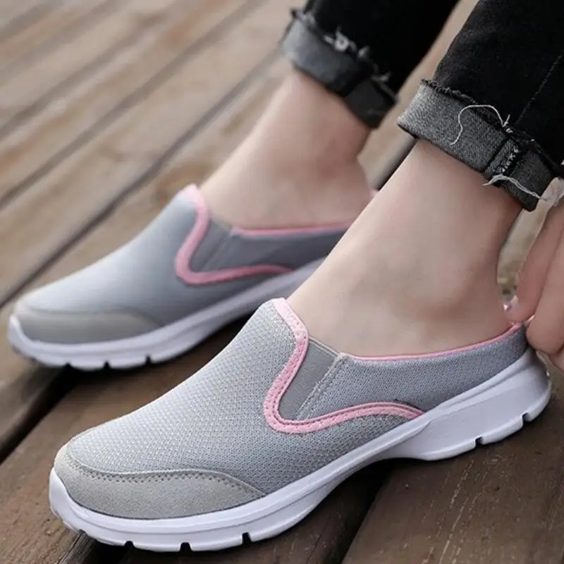 

women chunky low heels pumps zapatos mujer slippers slides shoes woman breathable casual chaussure femme D33479 zapatos mujer