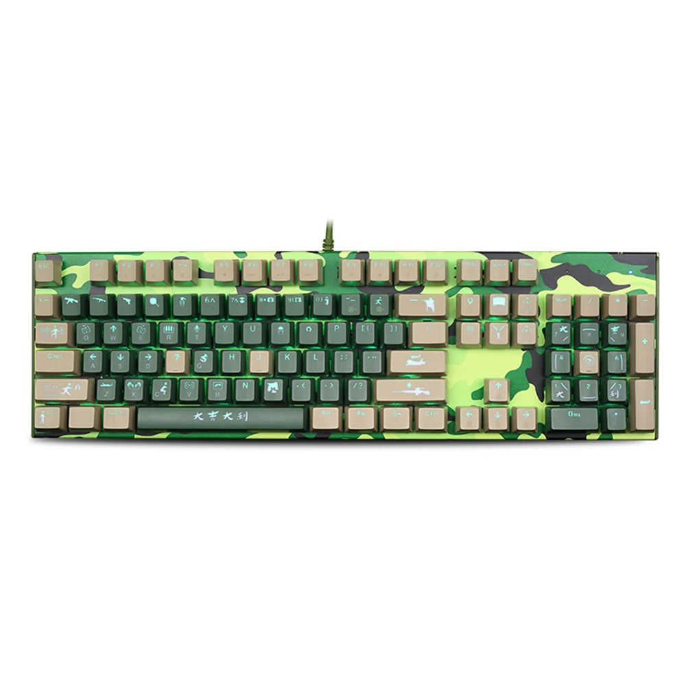 

SUNSONNY S - J5 Camouflage Wired Mechanical Gaming Keyboard LED Backlight 104 Keys Camouflage Black Switch Gamer Kayboards