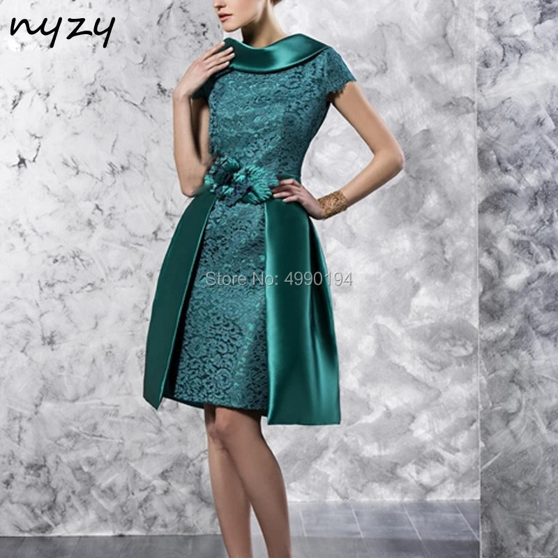 Nyzy C43 изумрудно-зеленый винтажная подвеска шеи платья из сатина с кружевами и 2 шт. коктейльные платья Съемная юбка вечерние платья
