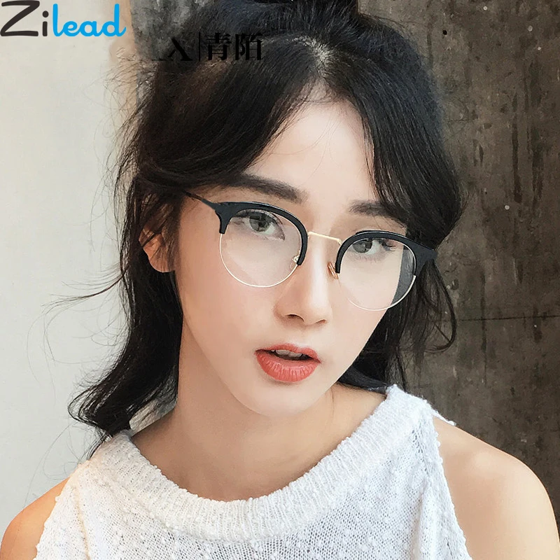 

Zilead Half Frame Blocking Anti Blue Light Glasses Frame Women Metal Round Computer Optical Spectacle Eyeglasses Unisex