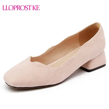 

Lloprost ke Lady Solid Color Med Heel Shoes Women Square Toe Heels Pumps Ladies Office Daily Classics Footwear Size 33-43 D916