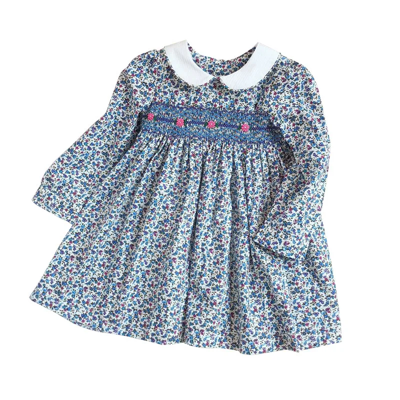 

baby smocked dress long sleeve fashion girls princess dress flower lolita kids dresses for girl clothes new year cosutme autumn