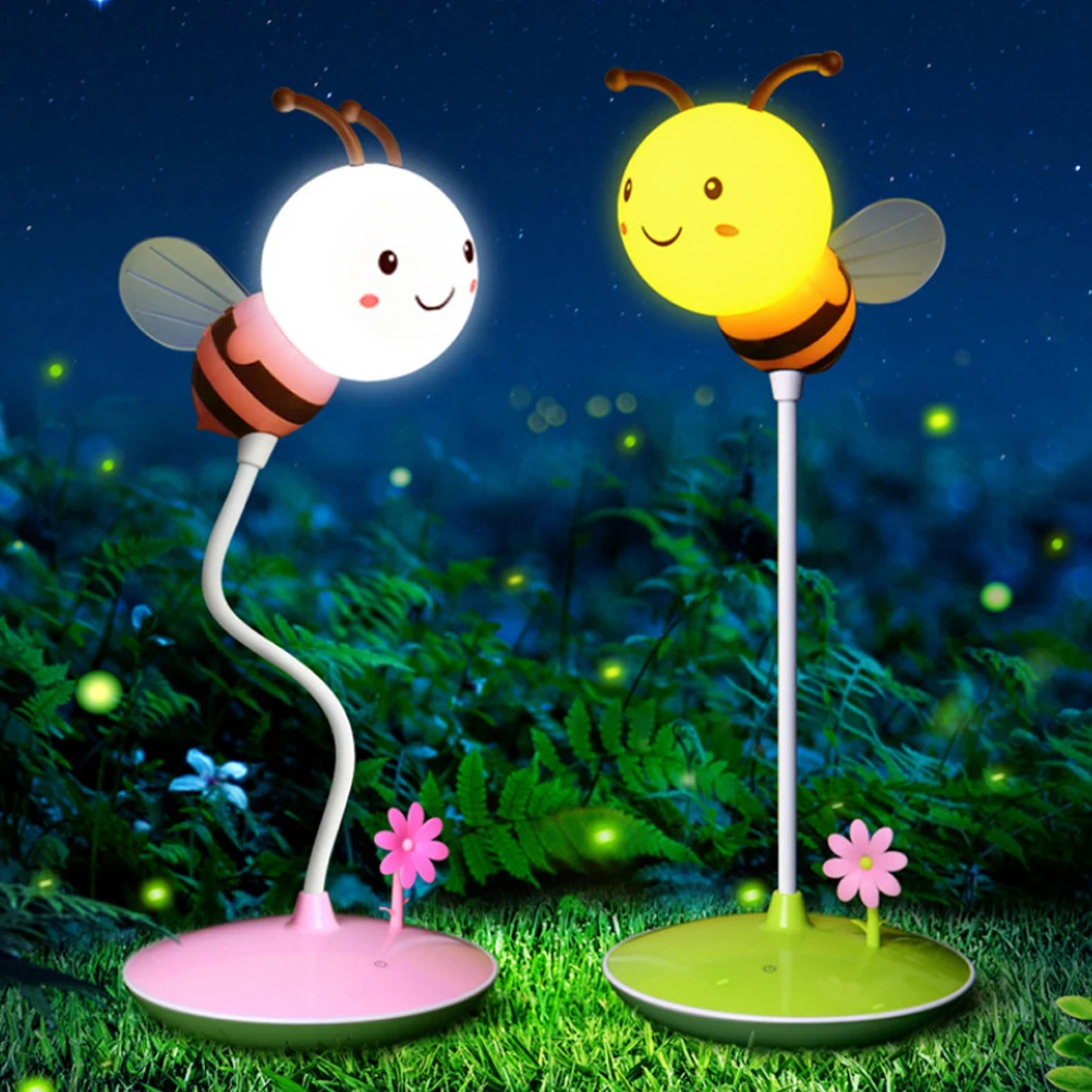 Креативный перезаряжаемый 3D ночной светильник Bumble пчелка зеленый/розовый для
