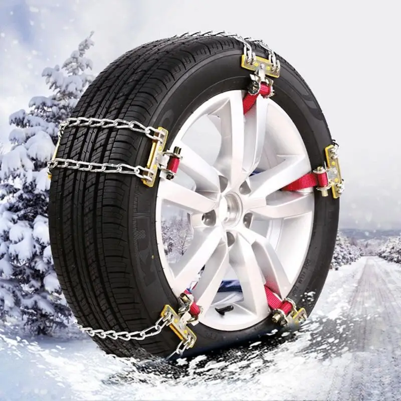 Автомобильные аксессуары, противоскользящие цепи для автомобильных шин, износостойкие и прочные Двойные универсальные металлические цепи для снега, подходят для снежной дороги