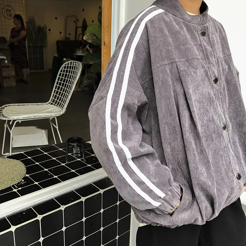 Fashion Oversize Casual Striped Jacket Harajuku Women Basic Jackets And Coats Autumn Winter Kawaii Outwear