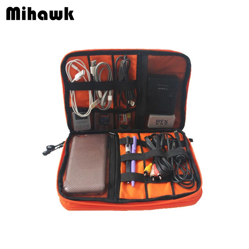Mihawk, двойной слой, мужские дорожные аксессуары, сумки, мужские, для передачи данных, для зарядки, для хранения, чехол, для мобильного телефона, камеры, органайзер, коробка, поставка