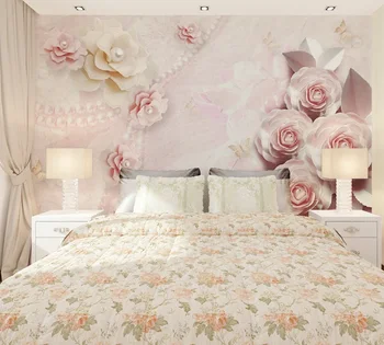

3D Mural Retro Luxury Pink Flower Photo Wallpaper Large Living Room Bedroom Sofa TV Wall Decoration Wall Paper Mural YC010
