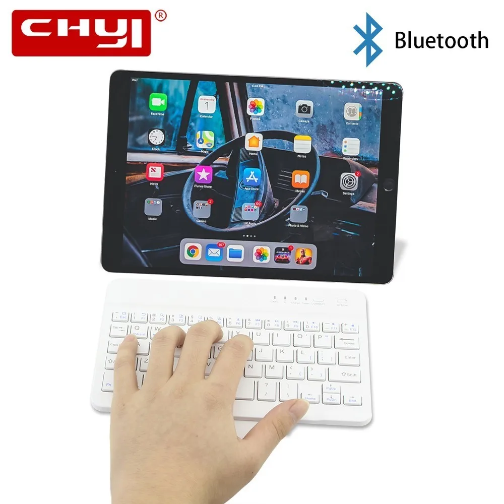 

CHYI Ultra Slim Wireless Bluetooth Keyboard Multimedia Min Bluetooth Keypad White For IPad IOS Android Tablet Smartphone PC