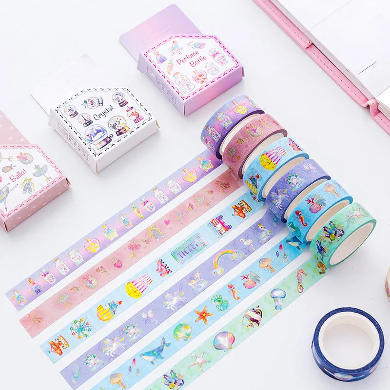 

1PC Cute Crystal Masking Tape Decorative Adhesive Tape Kawaii Unicorn Washi Tape For Kids DIY Scrapbooking Diary Photos Albums