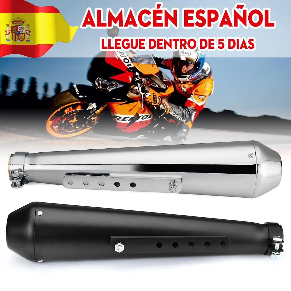 

Universal Motorcycle Cafe Racer Exhaust Pipe Muffler Exhaust Tip with Sliding Bracket Matte Black Silver For Honda/Yamaha/Suzuki
