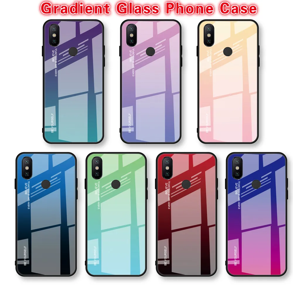 

Gradient Tempered Glass Cases For Xiaomi Pocophone F1 Mi 8 6 A2 Lite A1 Mi8 Lite Max3 Mix2s Redmi Note 7 5 6 Pro Mi6X Mi5X Case