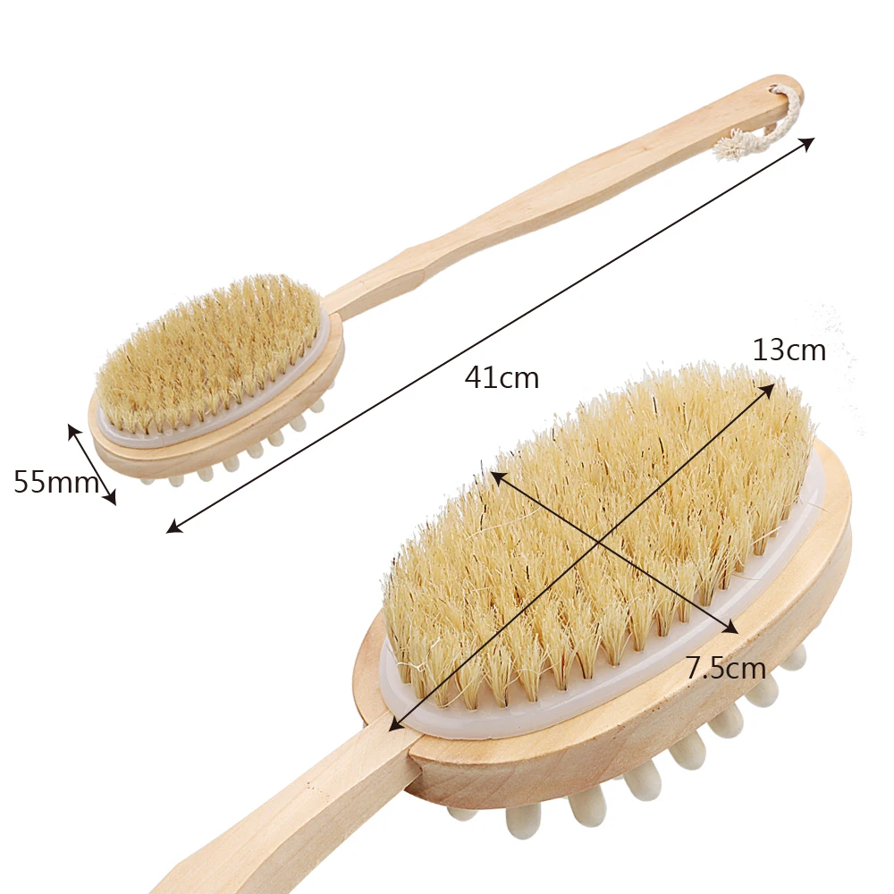 HOOMIN Длинная Деревянная ручка щетка для ванны из натуральной щетины кутикула кожи жироуловитель Spa Массажная Мочалка для тела сзади щетка для очистки душ-массаж