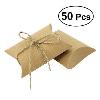

50pcs Gift Wrap Storage Pillow Candy Boxes Craft Paper Candy Gift Boxes Wedding Party Favor For Holiday Decor