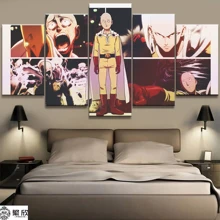 Домашний декор модульная Картина на холсте 5 шт. One Punch Man Saitama аниме Рисунок живопись плакат настенный для дома холст