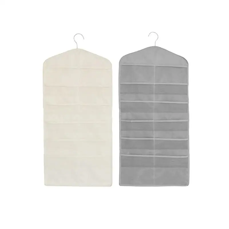 Double-sided Hanging Wardrobe Grid Pocket Storage Bag Underwear Socks Organizer...