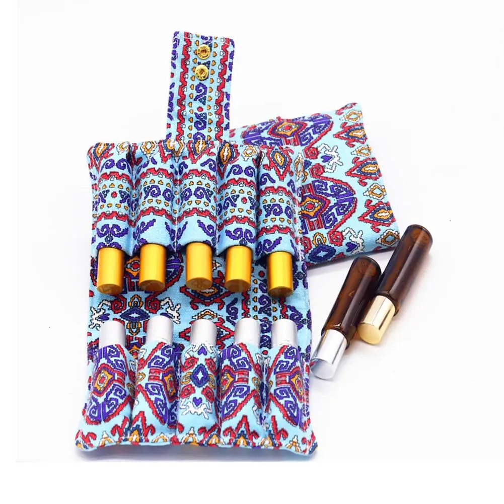 زيت طبيعي حزمة عشرة الشبكة 5 مللي ، 10 مللي قماش زيت طبيعي حقيبة التخزين السفر الكرة زجاجة تحمل حالة الأزياء دائم