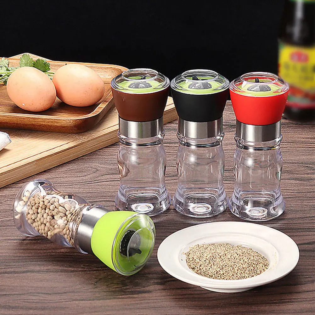

High Quality Manual Stainless Steel Salt Pepper Mill Grinder Muller Kitchen Storage Bottle Cover With hole Bottles Jars