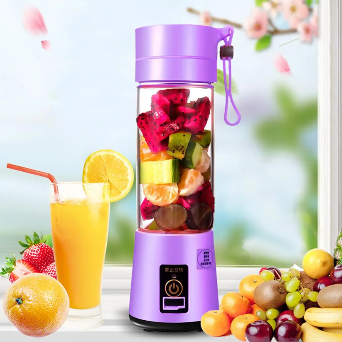 381ml USB Rechargeable Juicer Bottle Cup Juice Citrus Blender Lemon