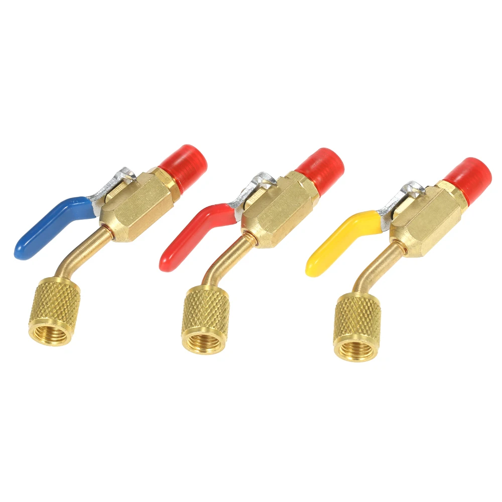 

Meterk Air Conditioning Refrigerant 3PCS Color Coded R410A R134A Shut Valves for AC HVAC Refrigeration Charging Hoses