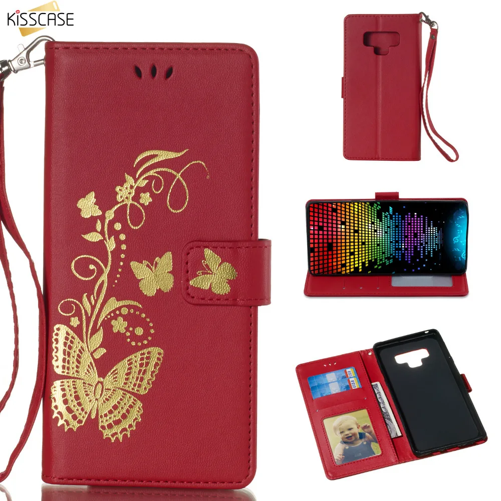 

KISSCASE Butterfly Pattern Case For Samsung Galaxy S6 S7 Edge S8 S9 Plus Note 8 9 Leather Flip Cover For Samsung Note 9 Funda