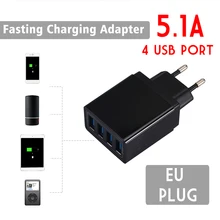 Bakeey 5.1A 4 usb-порта, адаптер для зарядки, зарядное устройство для iPhone XR для Xiaomi Mi9, зарядное устройство для мобильного телефона, европейская дорожная стена