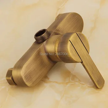 

Antique Brass Shower Faucet Wall Mount Tap Bathroom Hot Cold Mixer Replacement Accessories 3/4" Connect With Shower Pipe GI241-1