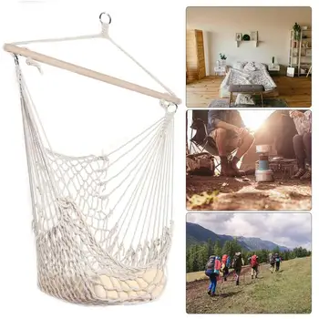 

Cotton Rope Hammock Net Swing Hanging Chairs Swing Chair Seat Garden Hammock Travel Camping Kids Adults Indoor Outdoor Cradles